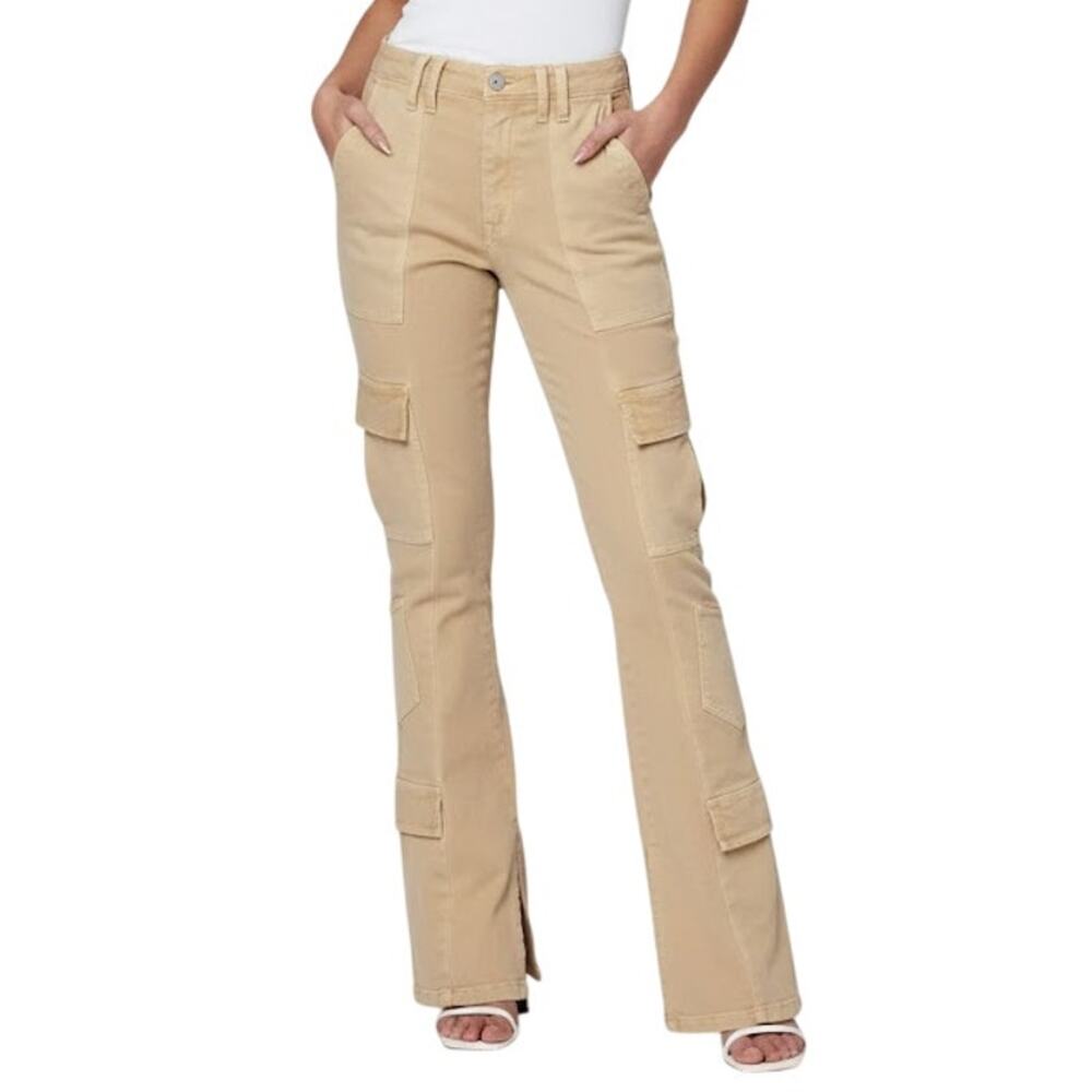 Blank NYC The Hoyt Beige High-Rise Mini Flare Cargo Pants NWT Size 26